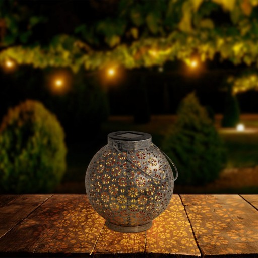 2 Set LED decoration solar light Ø 18 cm outside decoration made of metal in silver with integrated LEDs