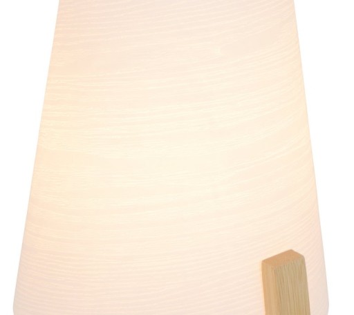 Bamboo table lamp with plastic screen "Shoji", with bamboo frame, nature and white, approx. 32 cm high, E14, for living room, dining room and office