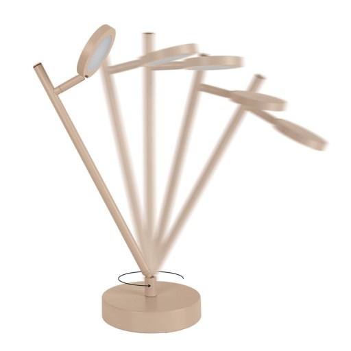 LED cordless table light "Lupa", 45 cm high, made of lacquered aluminum (Frosted almonds, pantone 481 C) and white plastic, LED integrated, dimmable, touch sensor.