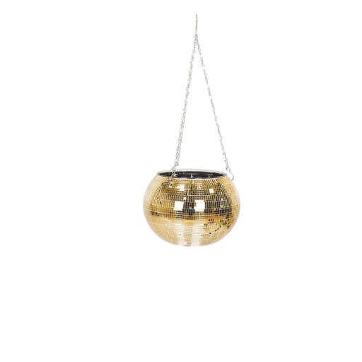 Hanging Plant Pot - Disco - Glass - Gold - 25x25x25cm