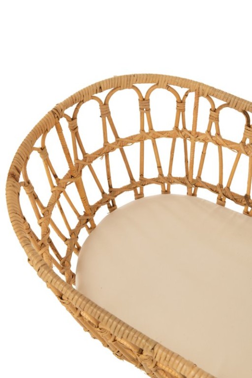 J-Line children's bed + mattress - rattan/metal - natural/white