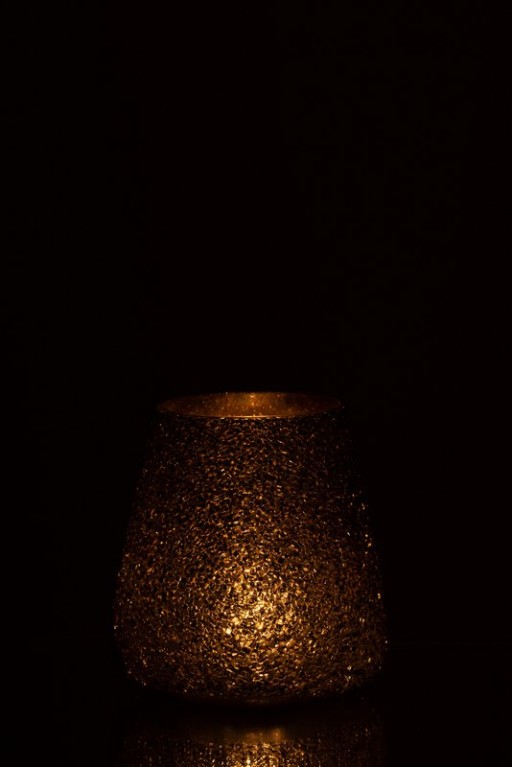 J-Line lantern Glitter - glass - donker green - small