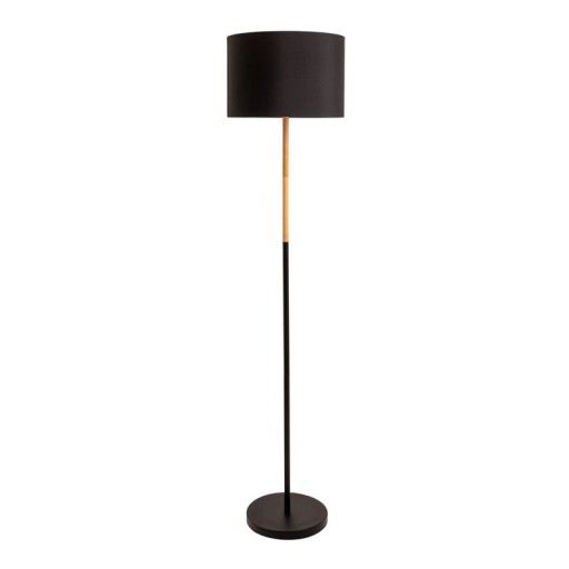 Textile standing lamp "Tessile", floor lamp made of metal, rubber tree and fabric in black, and nature, E27 socket, 126 cm high