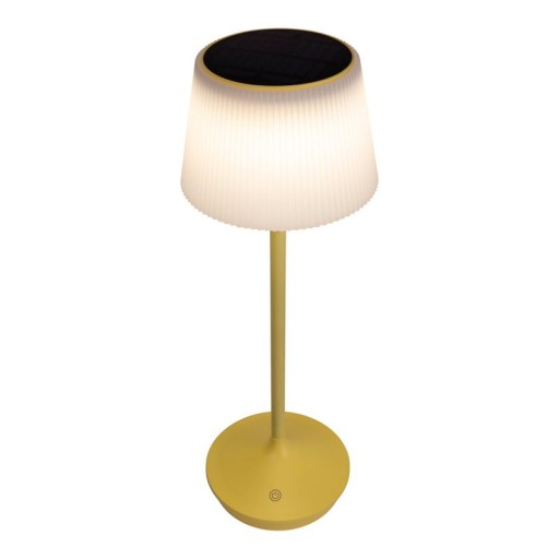 Solar battery lamp "Emmi" 38 cm high, umbrella Ø 13 cm, metal in yellow and white plastic, for the outdoor area, dimmable CCT.