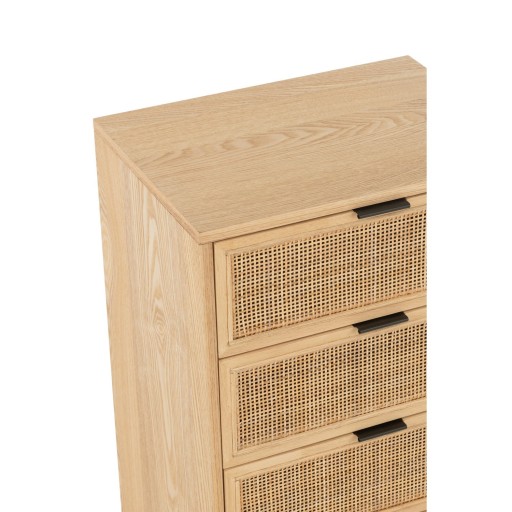 J-Line kast 5 Lades - hout/metaal - naturel/zwart