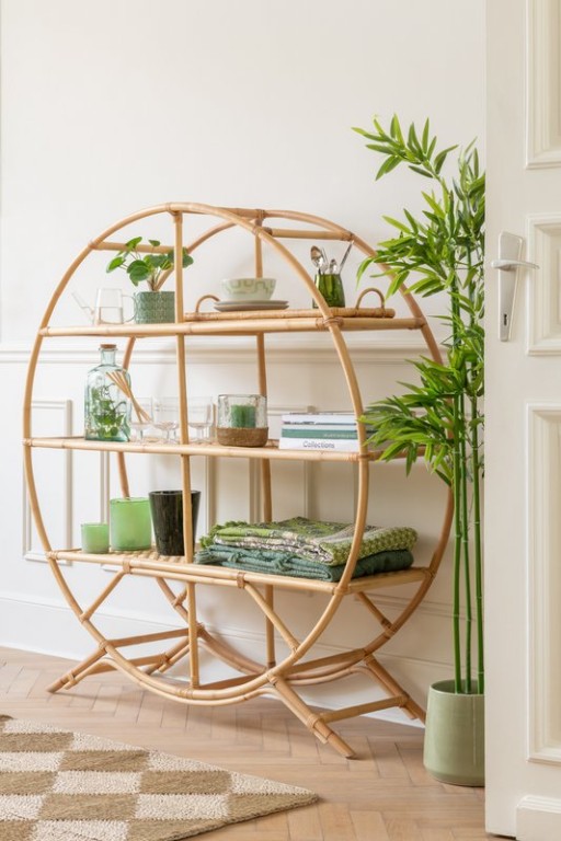 J-Line Rack 3 Shelves Rattan Natural