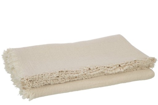 J-Line Plaid fringes Muslin - cotton - light beige