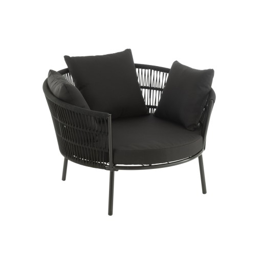 J-Line Stoel Joa Metaal/Rattan Zwart