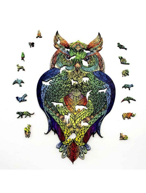 Logic Giochi Mandala Wooden Jigsaw Puzzles Owl/Owl, 22.8x40cm