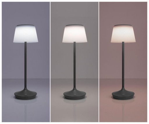 LED Leuchte "EMMI" für Außen und Innen, Tischlampe aus Metall und Kunststoff , mit fest verbauten LEDs, LED Tischlampe für Balkon, Terrasse, Garten, Wohnzimmer, Wintergarten, ca. 38 cm hoch