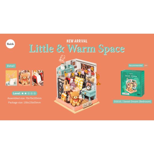 Robotime, DIY Huisje Sweet Dream Bedroom, DS016, 7x7x10,5cm