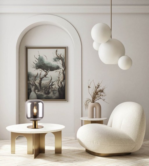 Glass table light "Alessio", 30 cm high, Ø 20 cm, gold-colored metal, smoke glass, E14