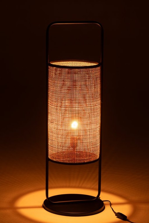 J-Line Table Lamp Elton Metal/Ratan Black/Natural Large