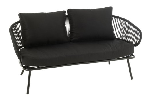 J-Line set of three chair/sofa poa metal/rattan black