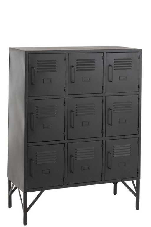 J-Line Cabinet 9 Doors Metal Black