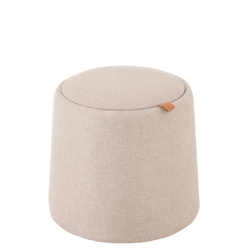 J-Line Poef/Bijzettafel Rond Textiel/Hout Beige