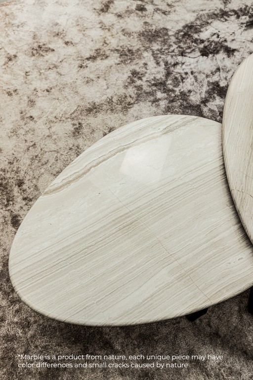 Muka Coffeetable Low Dark Grey Base White Marble