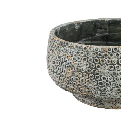 Laim Grey Cement Round Bowl Dots Pattern S