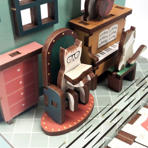 Tonecheer, DIY 3D Houten Puzzel, Kalender, The Cats Musical, TQ004, 10,4x8,9x13,3cm