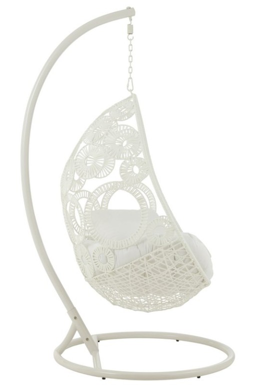 J-Line Hanging Chair + Cushions Bula Metal/Cane White