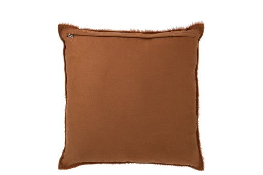 J-Line cushion Cow hair - leather - camel