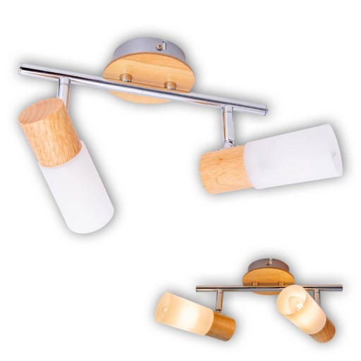 2 wall ceiling spot "Todtnau", metal, wood and plastic, E14, 39 cm long