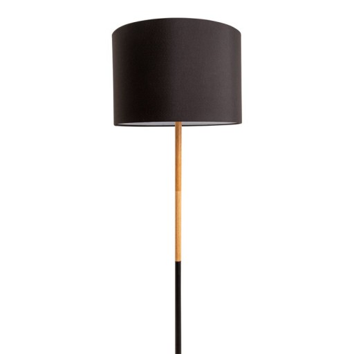 Textile standing lamp "Tessile", floor lamp made of metal, rubber tree and fabric in black, and nature, E27 socket, 126 cm high