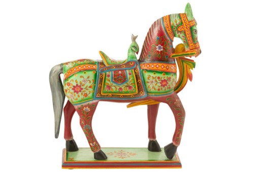 J -Line Decoration Horse On Staller Mumbai - Wood - Mix