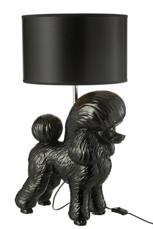 J-Line Lamp Dog Poodle Resine Black