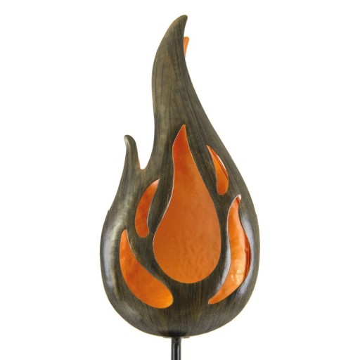 LED-Solar Erdspieß "FLAMME" Außen Erdspieß aus bronzefarbenem Metall und Kunststoff, mit integrierter LED