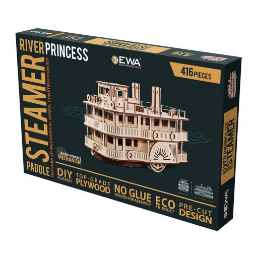 3D Wooden Puzzle Paddle River Princess Stemaer, Eco Wood Art, 3397, 35×20×22.5cm