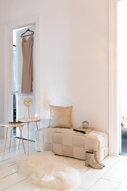 J-Line side table - marble/iron - gold/white