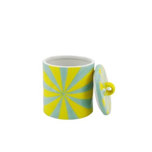 Deco Jar -Swirl - Dolomite - Geel/Mint - 11x11x14,5cm