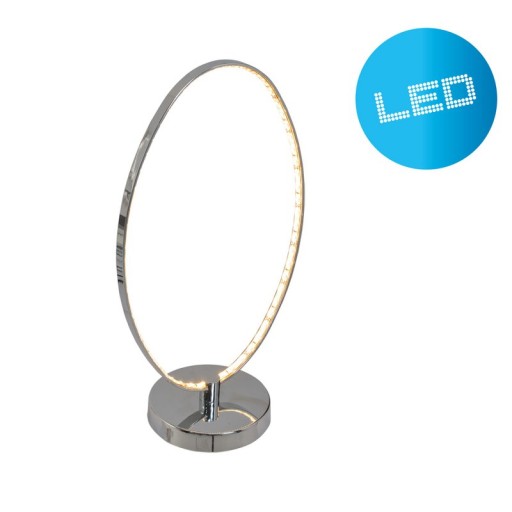 LED Tischleuchte 44 cm, chromfarbenes Metall, integrierte LEDs.