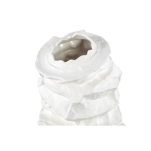 Aharon White Ceramic Irregular Shaped Vase Slim L