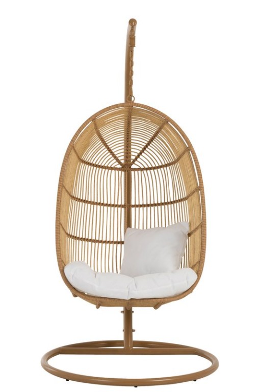 J-Line hanging chair Oval - steel - natural