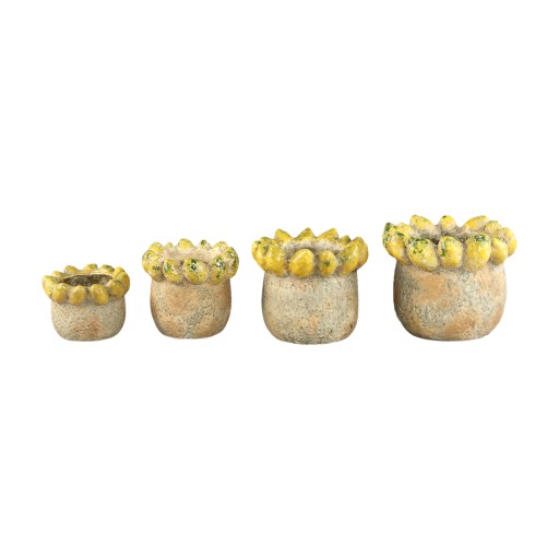Fruitsy Yellow Round Terra Pot Lemons Edge L