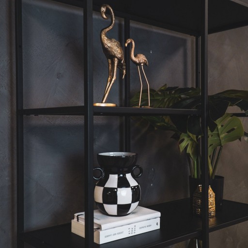 Vaas - Kan - Keramiek - Zwart/Wit - 14,5x14x17cm