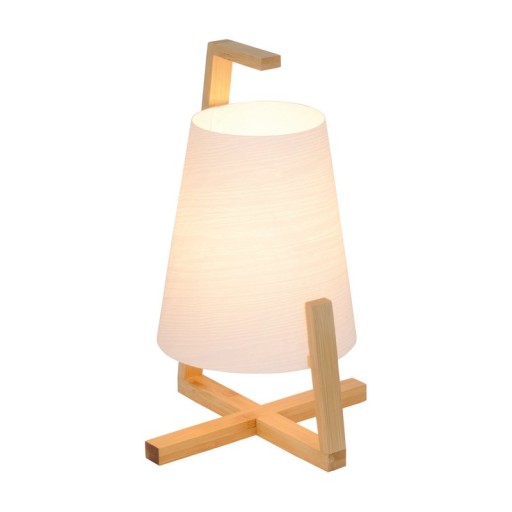 Bamboo table lamp with plastic screen "Shoji", with bamboo frame, nature and white, approx. 32 cm high, E14, for living room, dining room and office