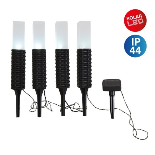 4 Set LED outdoor spike, for outside, plastic earth spit in black, integrated LED
