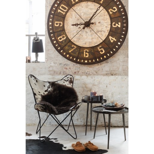 J-Line tapijt Koeienvel - leer - zwart/wit