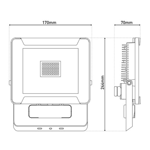 LED outer lamp "spotlight" made of metal and glass in black, with integrated LED