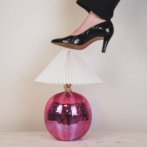 Lamp - Disco ball - Glass - Pink - 20x20x20cm