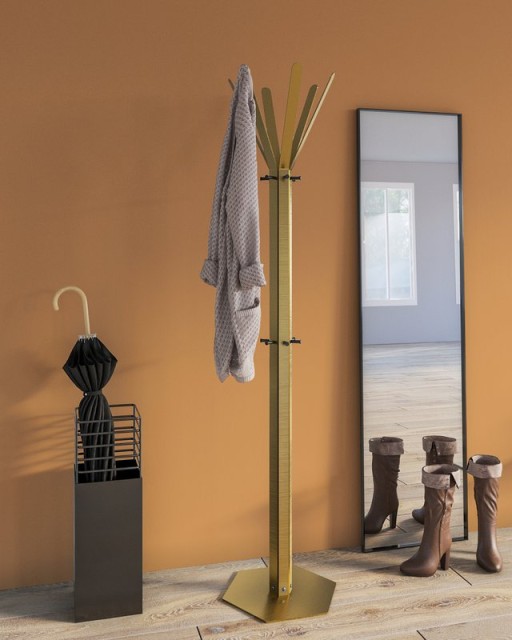 Gorillz Molto - Industrial - Standing Coat Rack - 14 Coat Hooks - Yellow