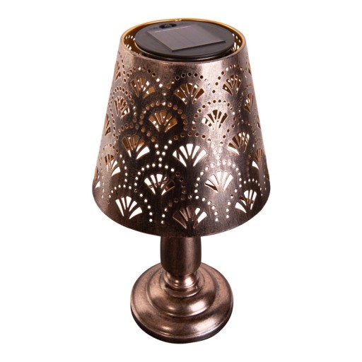 LED Solartischleuchte "ELSA" - Außen Tischleuchte aus Metall in Altmessing, mit integrierten LEDs