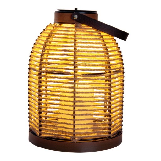 LED solar light "Korbinian" for garden and terrace, decorative lamp made of metal with jute tension in nature, firmly built -in LEDs, solar lamp for outside 29 x 21 cm