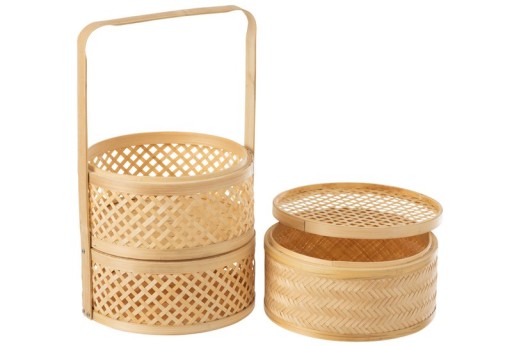 J-Line storage basket 3 compartments - bamboo - natural