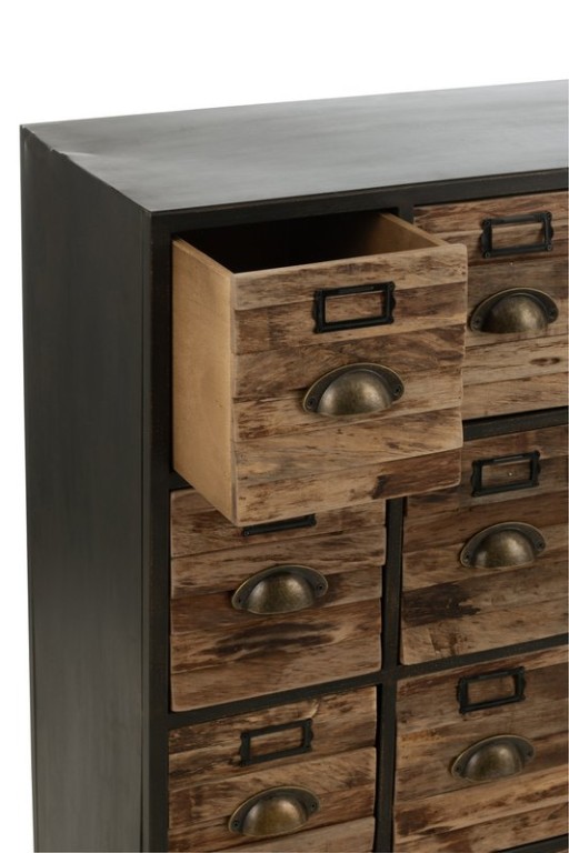 J-Line Cabinet 16 Sliding Wood/Metal Brown
