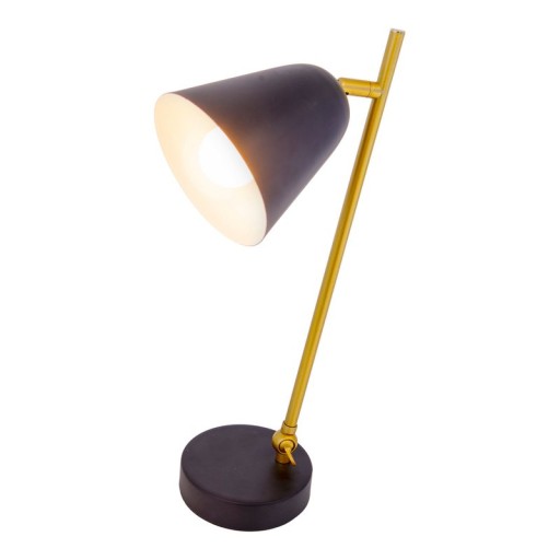 The "Triton" table lamp made of black and brass-colored metal is 42.5 cm high, has an E14 version and is ideal for living room, hallway, office or dessert