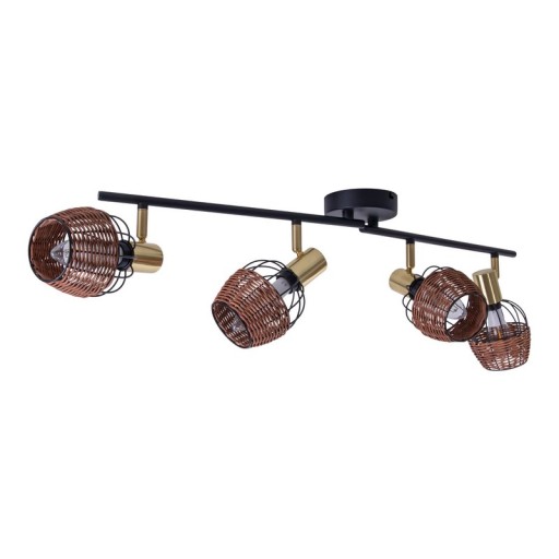 4 ceiling lamp "Corbis", metal spot in black, and gold, with E14 socket, for dining room, living room, hallway or office, ceiling lamp inside, 78 cm long